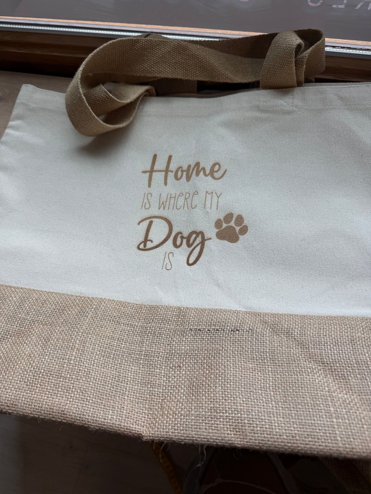Jute-Tasche "Home is where my dog is"