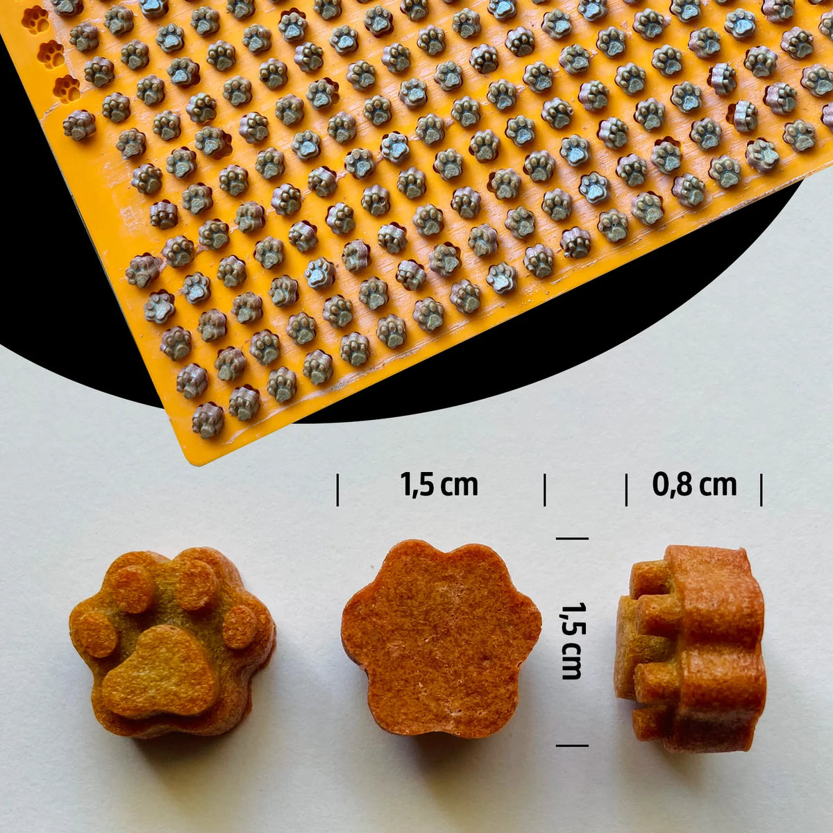 Backmatten für Hundeleckerlis - Pfotenform 1,5cm
